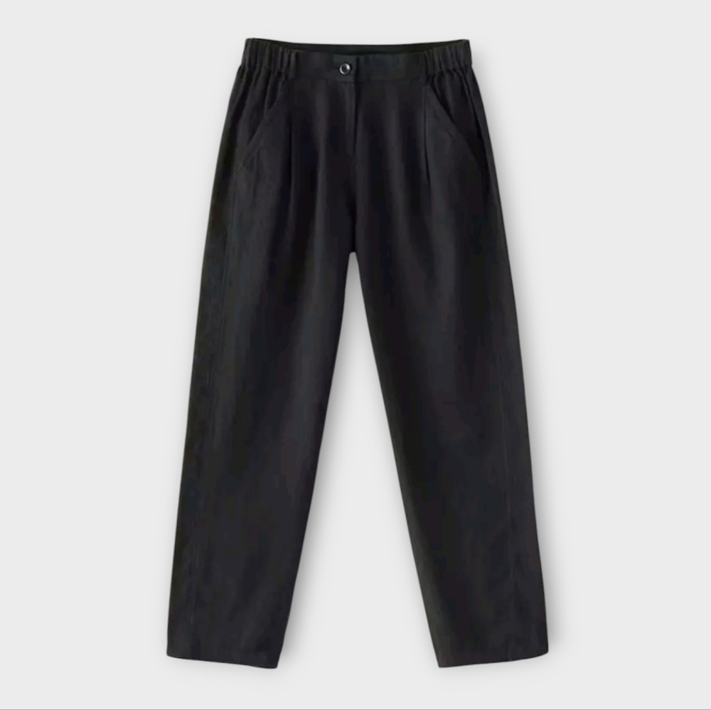 Poetry Linen Tailored Tapered Crop Trouser Pants 10 Black